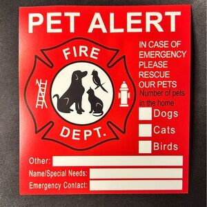 Emergency Pet Alert Door Window Stickers